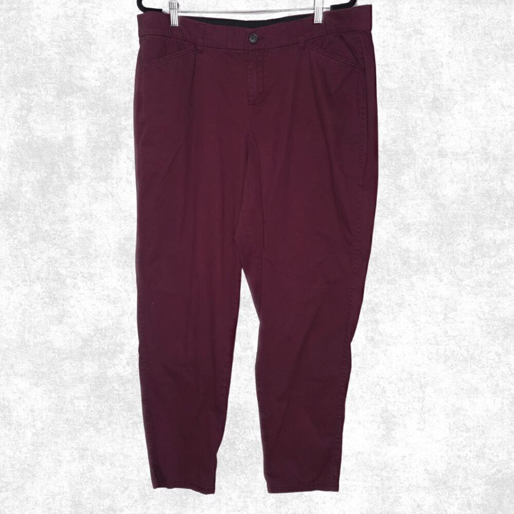 Lane Bryant Burgundy Stretch Cotton Trousers – Size 16